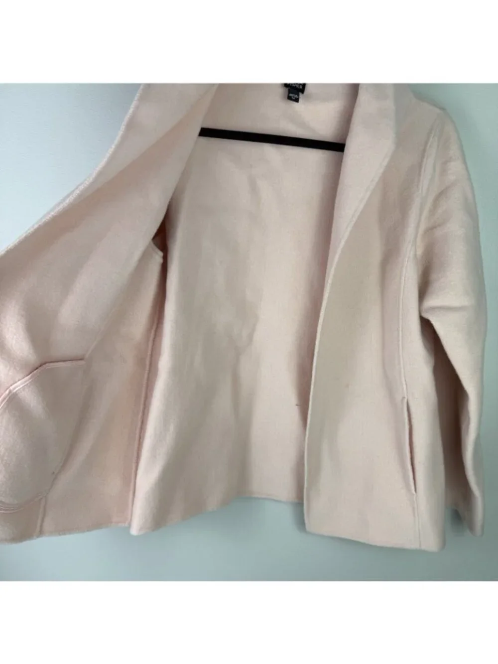 Eileen Fisher Wool Cashmere Open Front Jacket Womens M Blush Pink Blazer